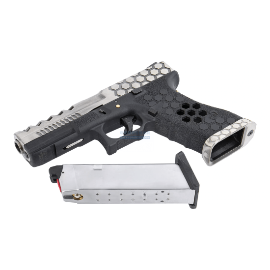 AW Glock VX0101 蜂巢版 雙系統 克拉克 GBB 手槍 (銀色/黑色) AW Glock VX0101 蜂巢版 雙系統 克拉克 GBB 手槍 (銀色/黑色)