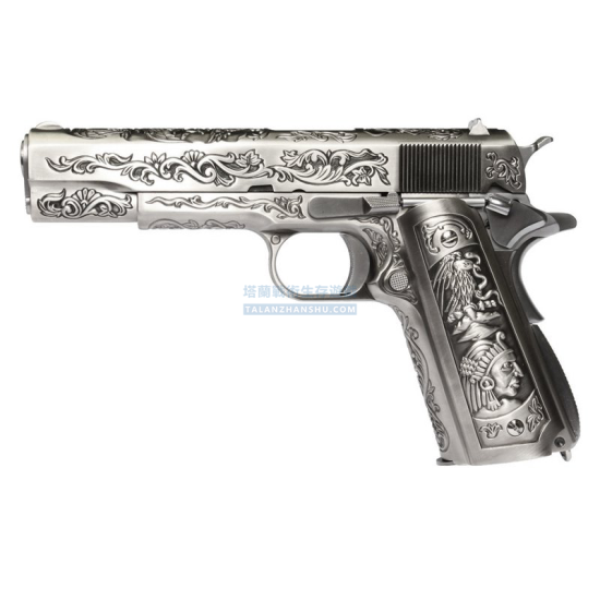 WE 全金屬 雕花 1911 重型後座力 氣槍手槍 - 銀色