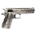 WE 全金屬 雕花 1911 重型後座力 氣槍手槍 - 銀色