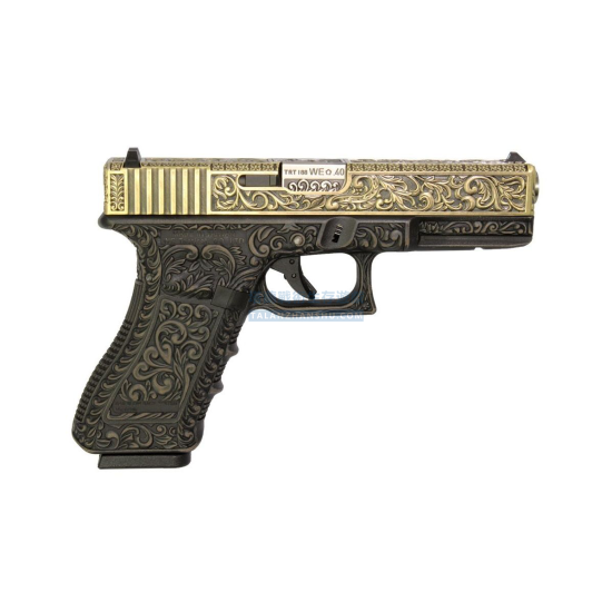 WE Glock G17 Gen3 蝕刻雕花金屬版 克拉克 黑色/古銅色 GBB 後座力氣槍手槍 WE Glock G17 Gen3 蝕刻雕花金屬版 克拉克 黑色/古銅色 GBB 後座力氣槍手槍