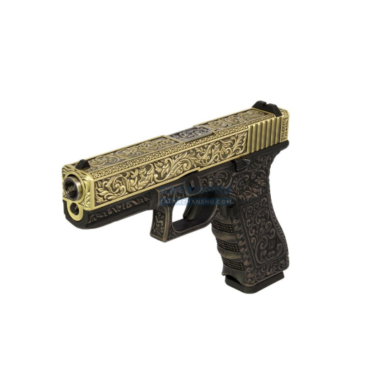 WE Glock G17 Gen3 蝕刻雕花金屬版 克拉克 黑色/古銅色 GBB 後座力氣槍手槍 WE Glock G17 Gen3 蝕刻雕花金屬版 克拉克 黑色/古銅色 GBB 後座力氣槍手槍
